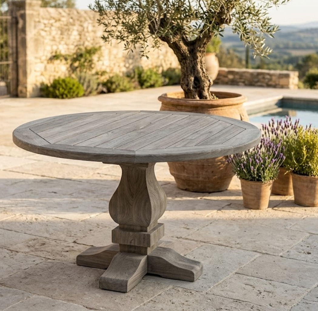 CLASSIC ROUND TEAK DINING TABLE