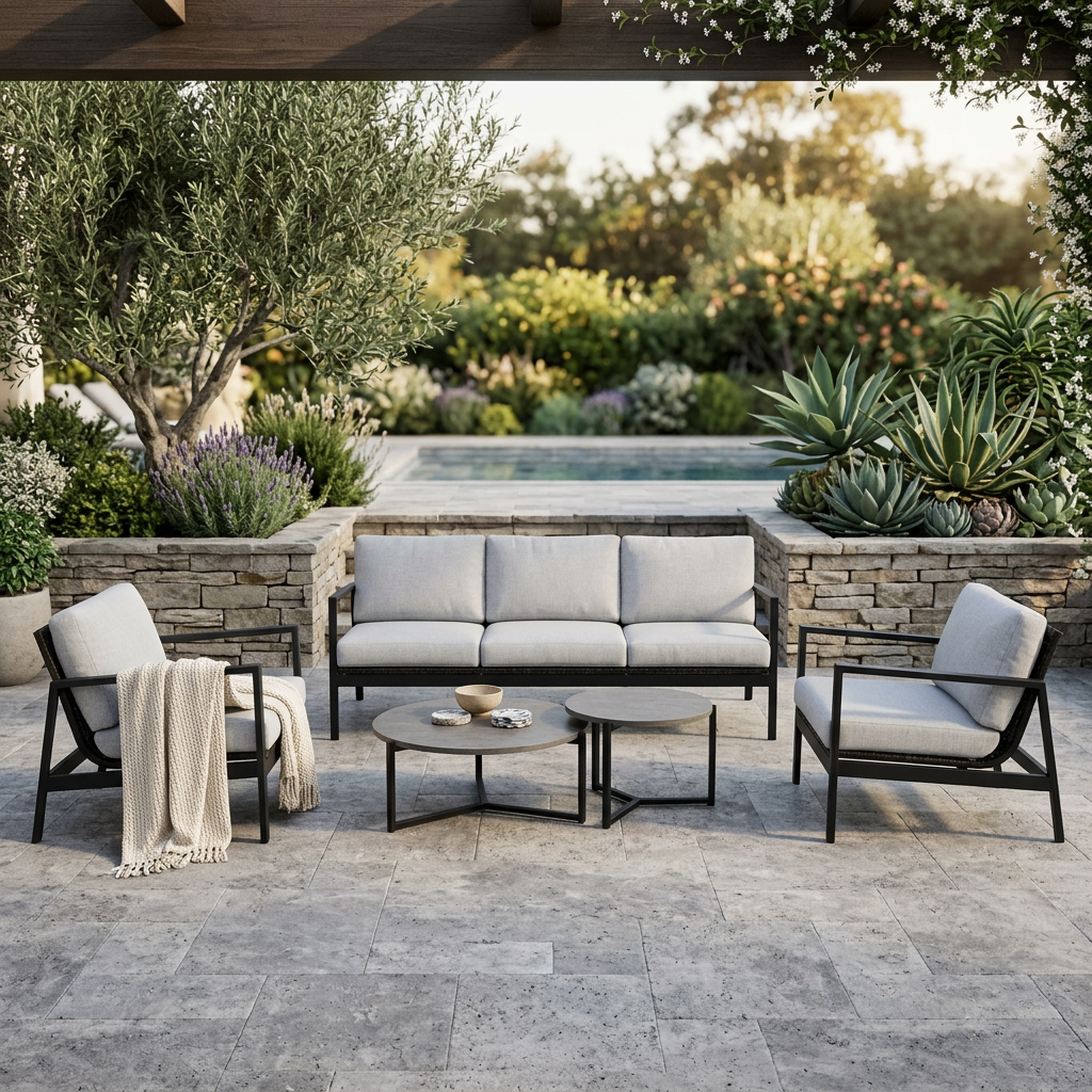 MONTANA SOFA SET – 5 PERSON SETUP (GRC TABLES)